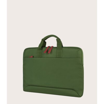 Smilza Borsa super slim in materiale tecnico con dettagli in contrasto 15" Verde - Nuovo